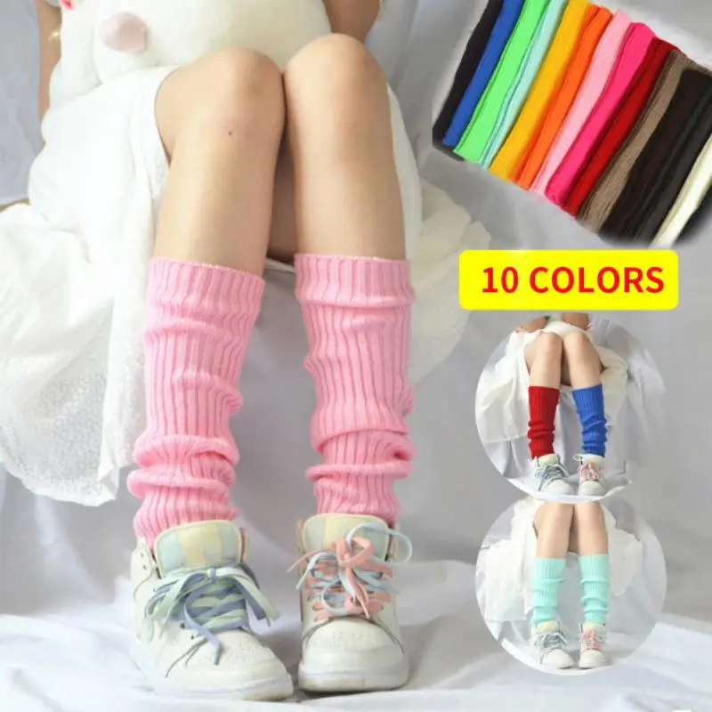 

Lolita Long Socks Women's Knitted Warm Foot Leg Warmers Fluorescent Candy-colored Arm Leg Warmer In The Tube Pile Socks