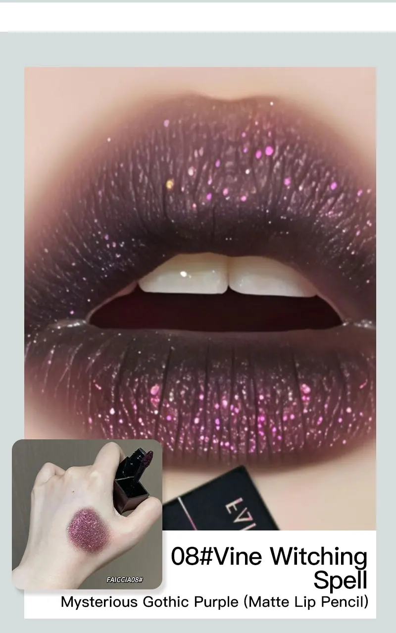 Gothic Matte Black Liquid Lipstick Moisturizer Long-Lasting Punk Blue Green Sparkling Pearl Lip Gloss Halloween Lip Glaze Makeup