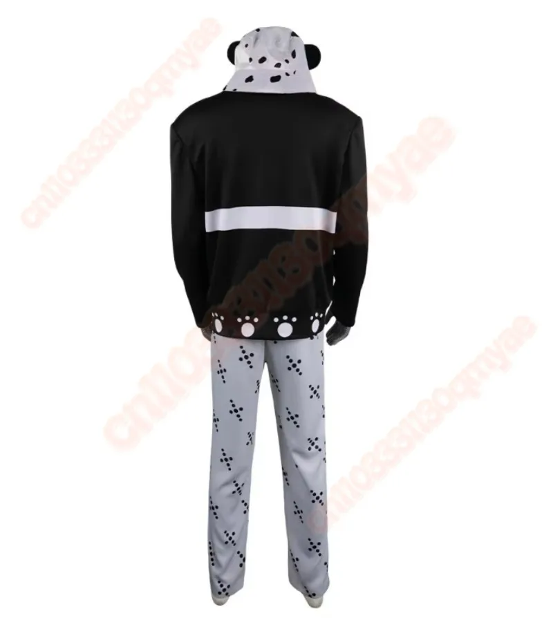 Bartholomew Kuma Coslay Costume Black Outfit with Bear Claw White Pant Hat Carnival Halloween Fancy Tyrant Bear Set for Man