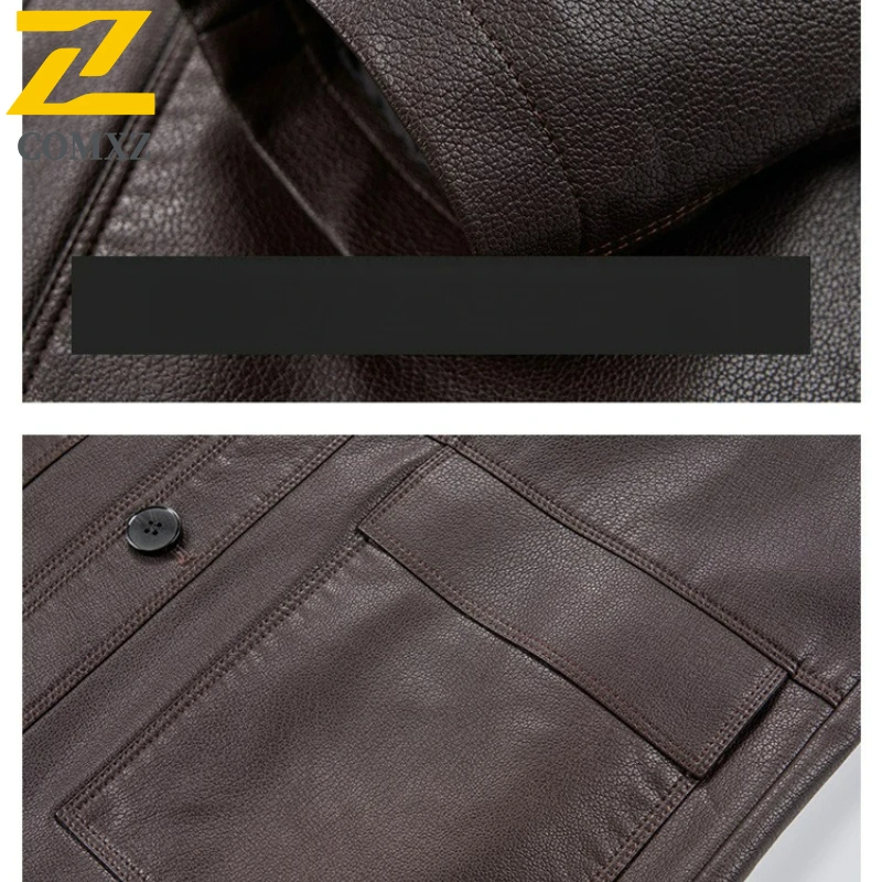 Man Leather Jacket Autumn New 2025 Light Luxury Business Casual Style Coat Brand Luxury Lapel Design Motorcycle Leather Jackets