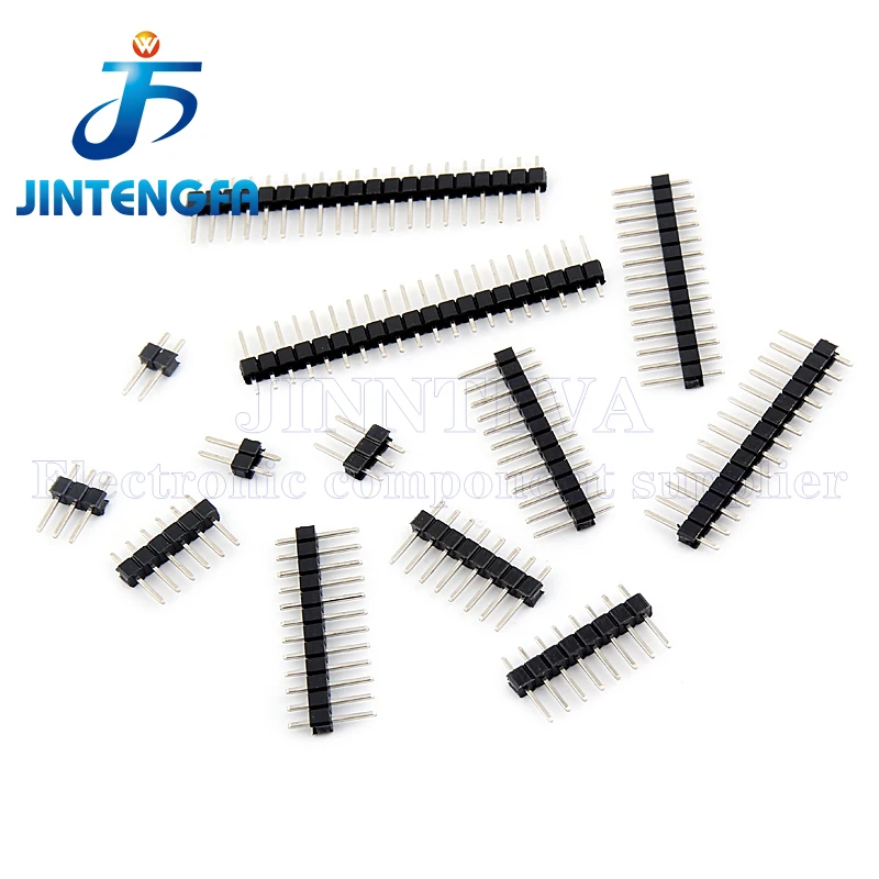 50PCS 2-40P 2.54mm Single Row Male PCB Board Pin Header Connector Strip Pinheader 2p 3p 4p 5p 6p 7p 8p 9p 10p 12p 16p 20p 40Pin