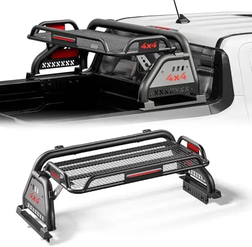 

Adjustable Truck Bed Roll Bar with Cargo Basket for F-150, Silverado, Ram, Tundra - Fits Full-Size Pickups