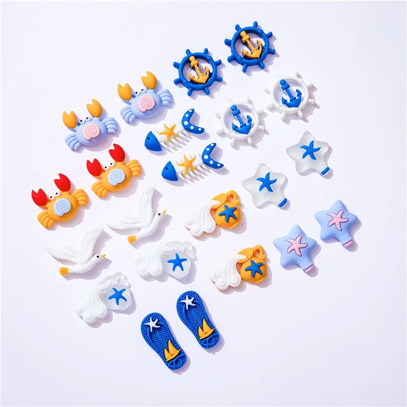 10pcs Marine Beach Style Crab Float Bottle Slipper Miniature Flatback Scrapbooking Embellishments DIY Craft Home Decoration