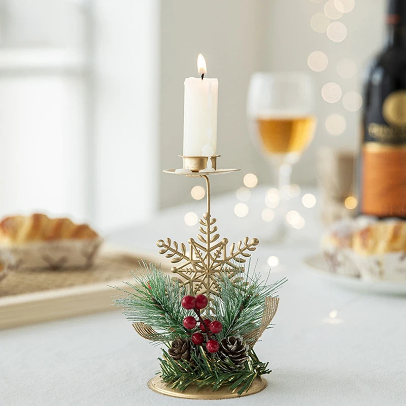 Christmas Golden Iron Candle Holder Window Table Decoration Christmas Holiday Decoration Product Christmas Decorations