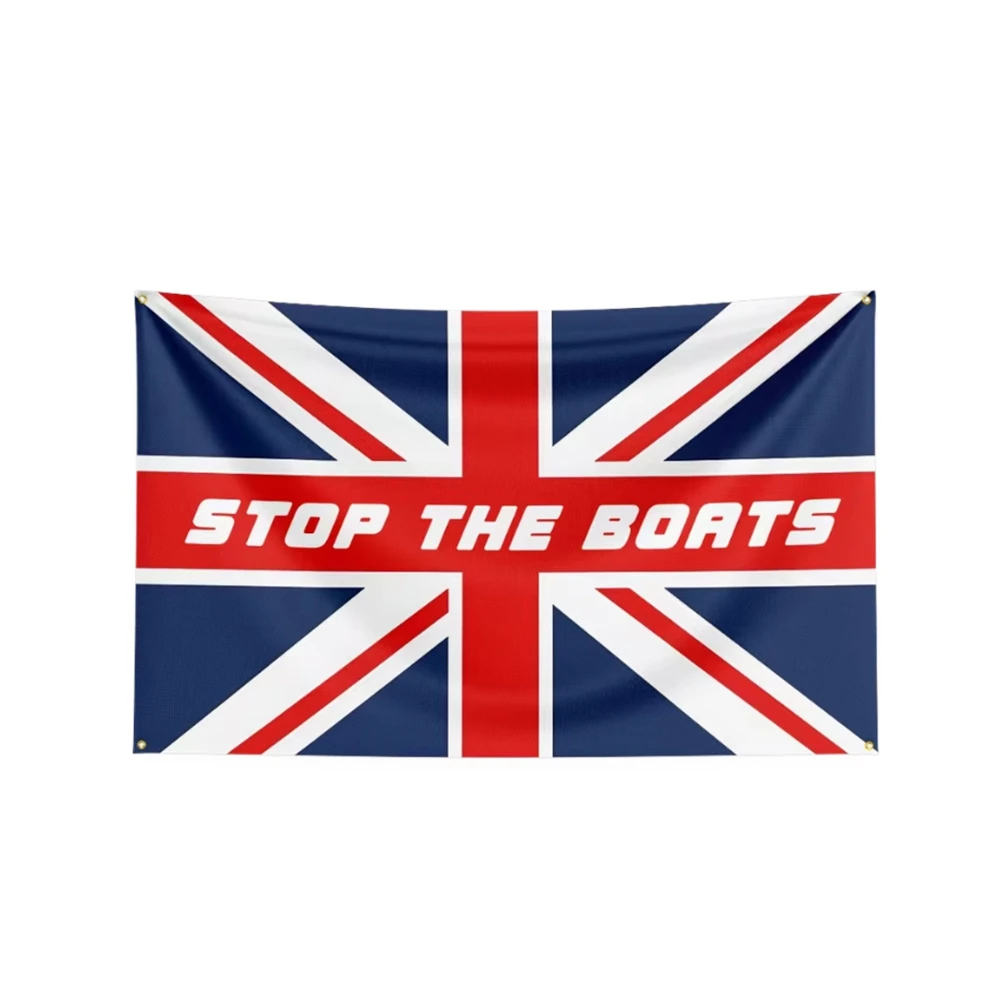 Stop The Boats Flag UK Britain England Red Cross 2x3ft 3x5 FT  Protest Banner Polyester for Outdoor Garden Home Decoration