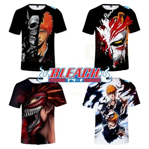 Camisetas de Anime BLEACH Kurosaki Ichigo, camiseta con estampado 3d para Cosplay, camisetas para niños, camisetas de manga corta con cuello redondo, ropa de verano 3D 4-14T