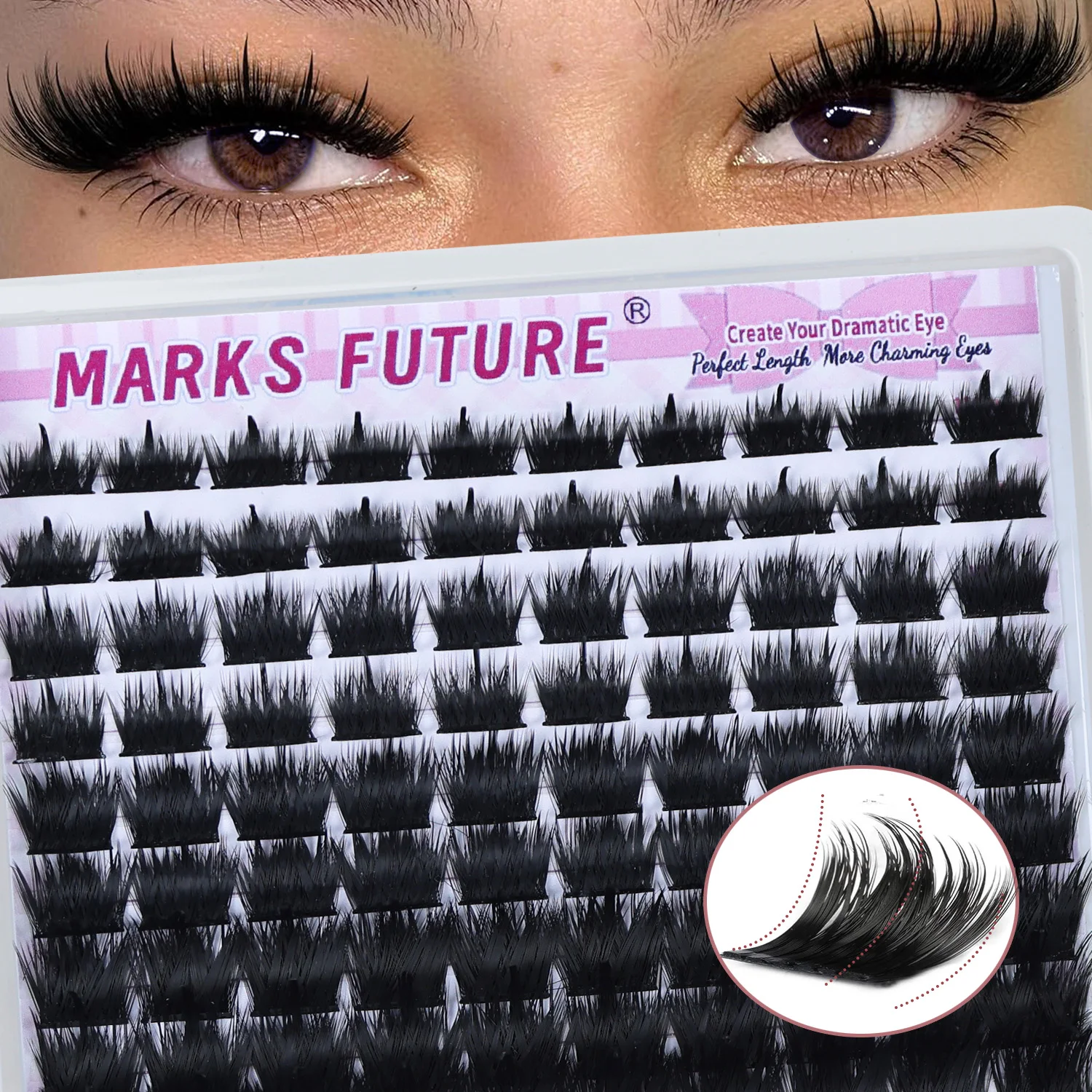 300D Cluster False Eyelashes, Manga-Style Pointed Single Cluster Lashes, Fluffy Style 10-18mm Natural Stem Lashes, Upper Eyelashes, Total of 100 Clusters