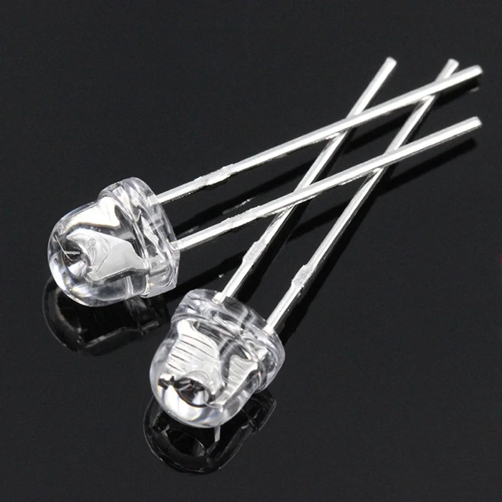 50/100PCS 5mm Straw Hat LED Diode Kit Super Bright F5 Water Clear White/Red/Yellow/Green/Blue for DIY Electronics Instruments