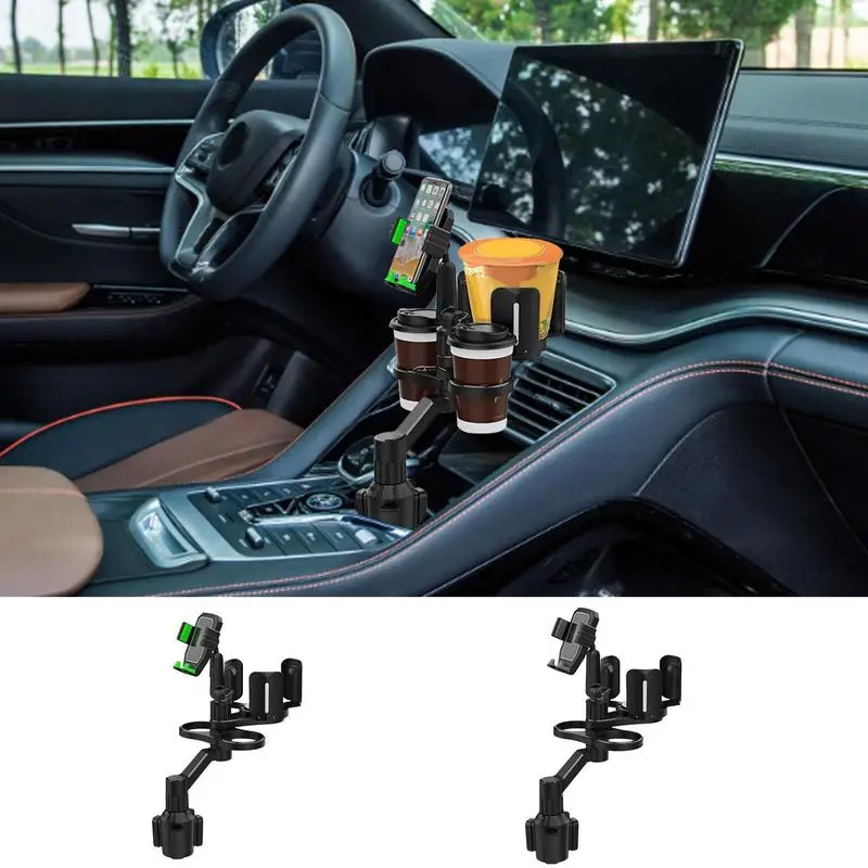 

Car Cup Holder Tray 4in1 Detachable Phone Holder 360degree Rotating Cup Holder With Swivel Base Organized Automobile Accessories