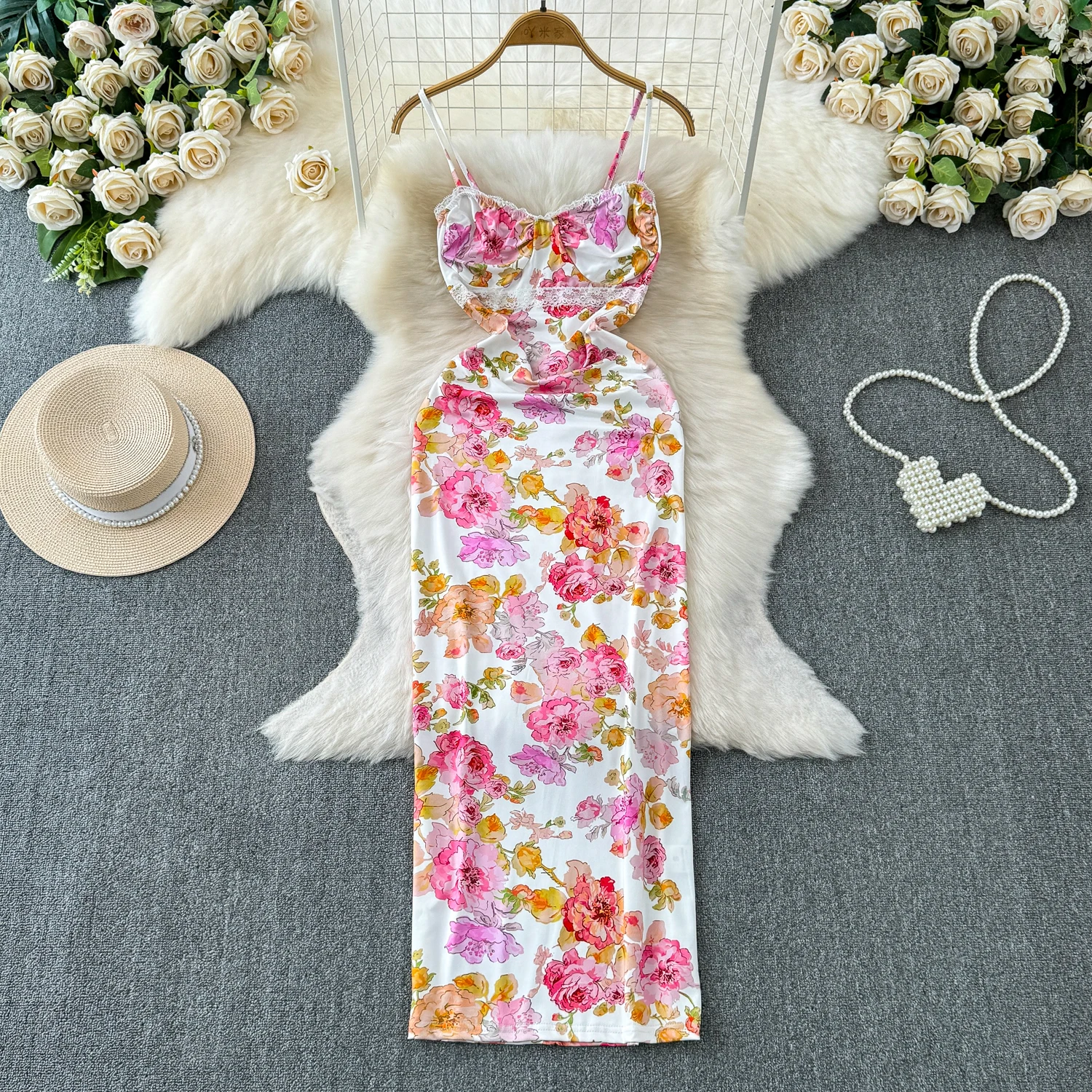 holiday slip dresses Beige Crochet Dress With Separate Long Sleeves Summer Holiday Outfit ml / UK10-12 / Beige