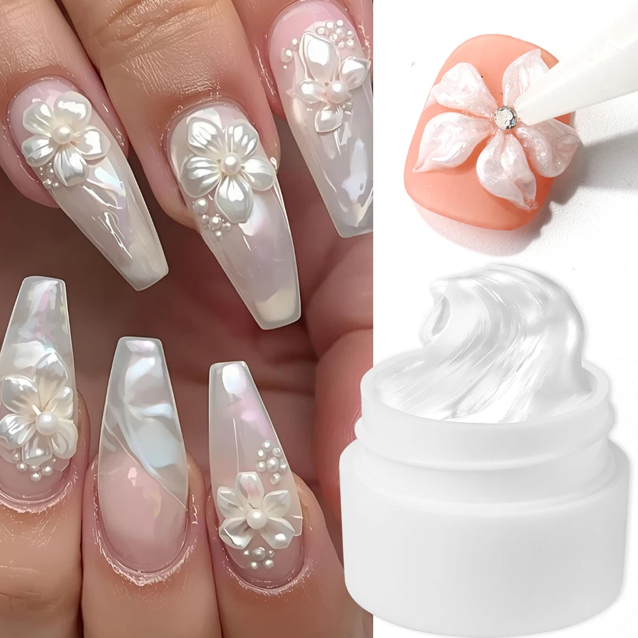 5 ml Chrom Weiß 3D Solid Gel Nagellack Antihaft-Handverlängerungsgel UV Builder Nagelverlängerungen Gel Blumenform Nagelgel – Detail 2