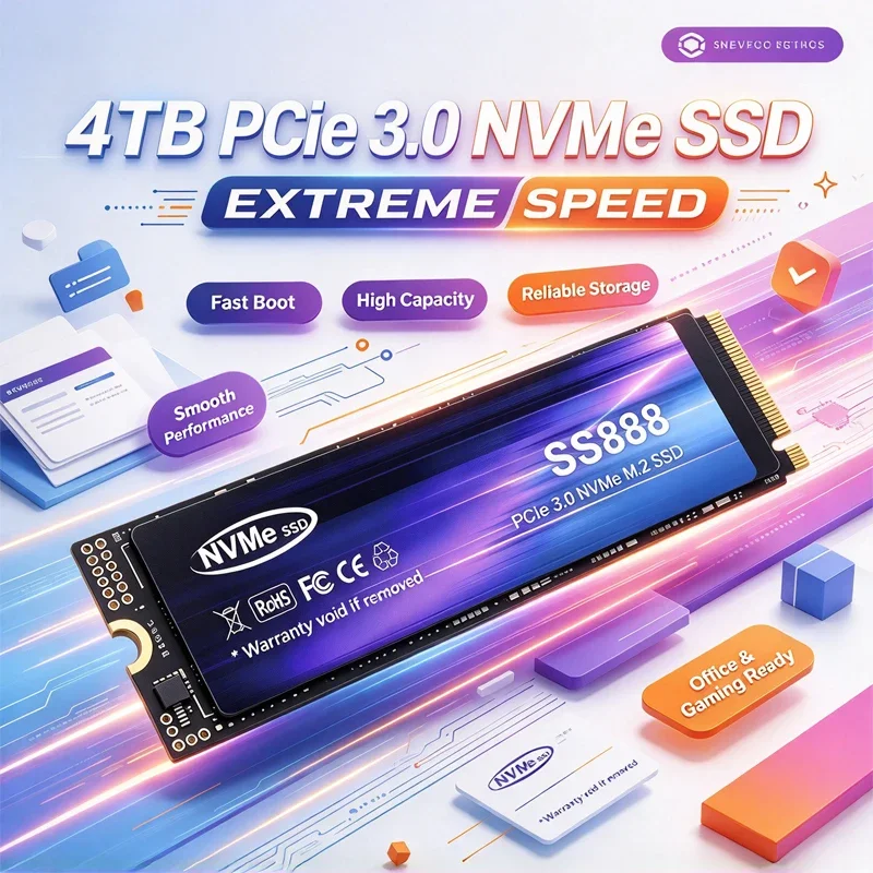 Original SS888 M.2 NVMe SSD, PCIe 3.0 2280 Internal Solid State Drive, 500GB-4TB High Speed SSD Disk for Desktop & Laptop