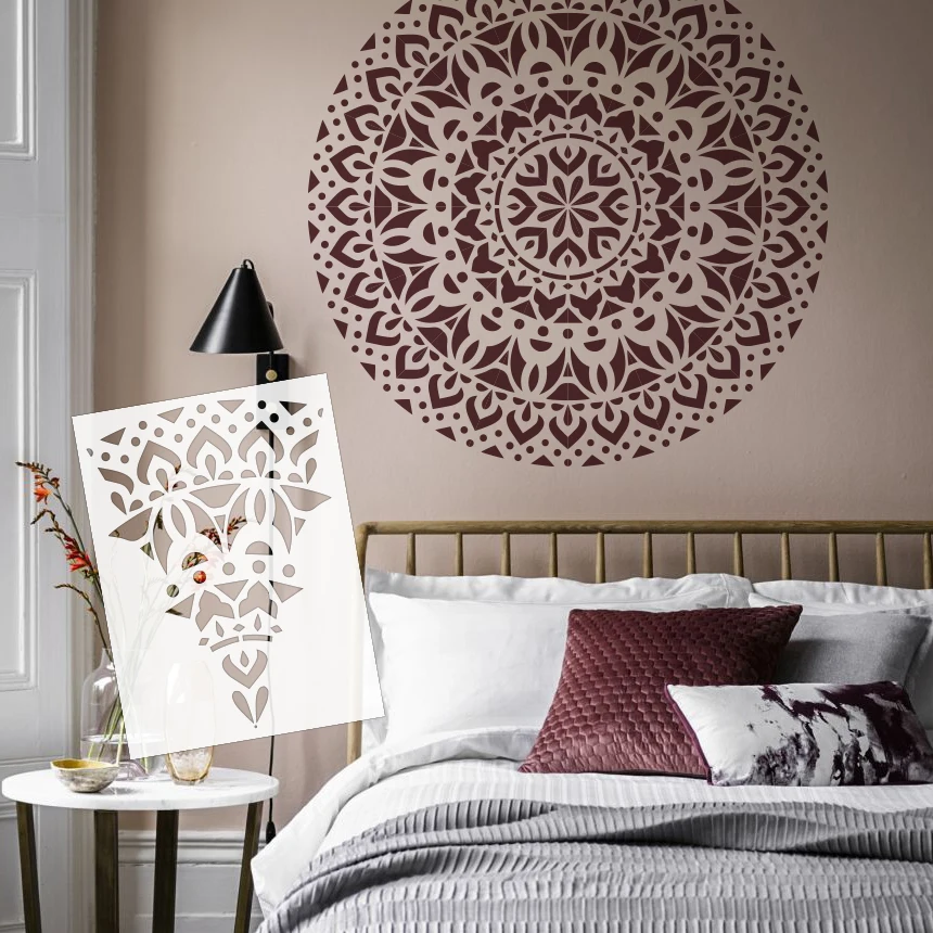 70cm - 110cm Stencil Wall For Painting Customize Custom Putty Decorative Template To Paint Big Large Mandala Ceiling Round S065