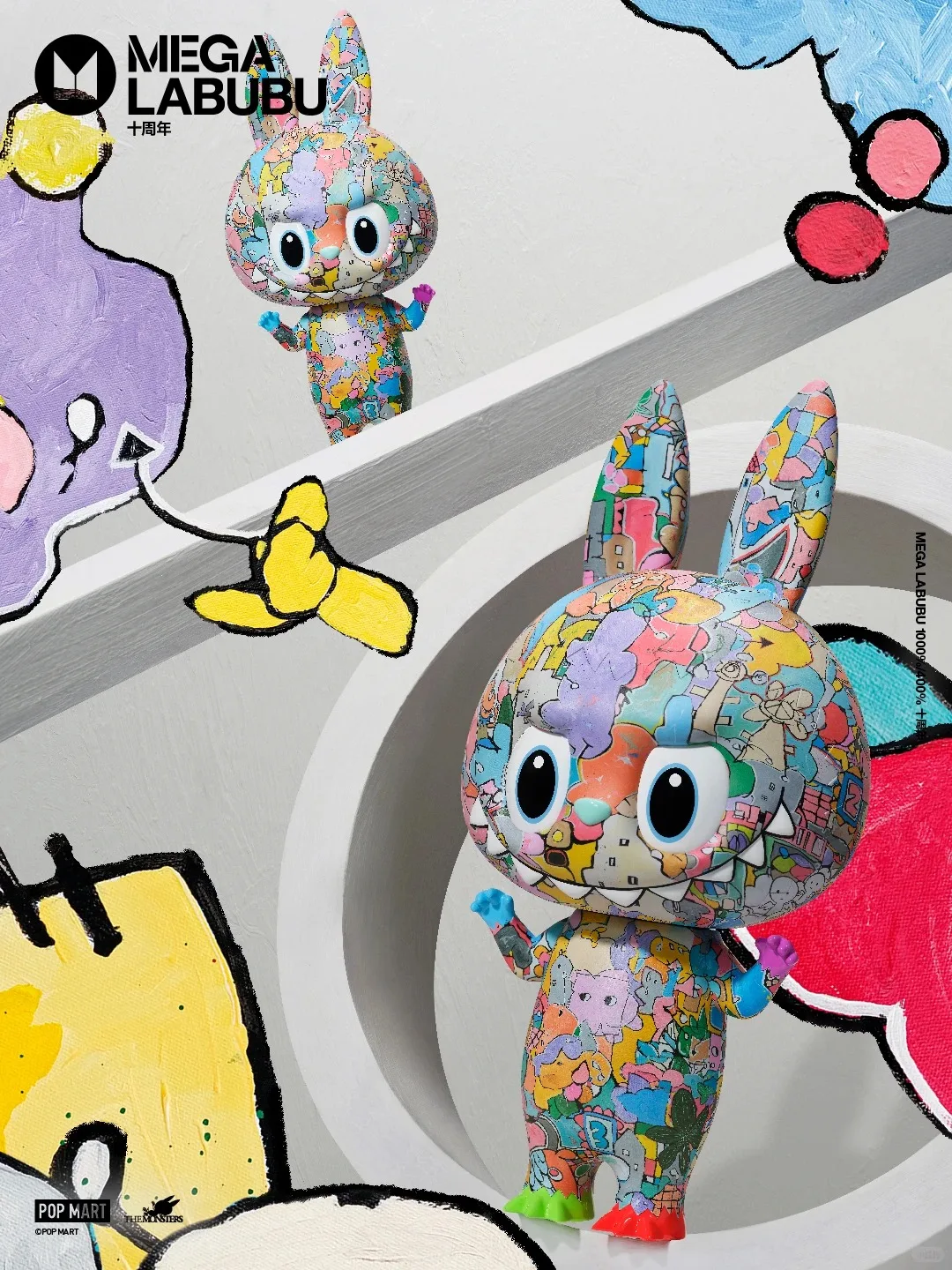 

POPMART MEGA LABUBU400% Серия больших кукол к 10-летию, модная коллекция-сюрприз в закрытой упаковке, милые и забавные игрушки, подарок на день рождения