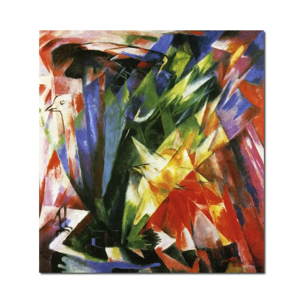 

Abstract Animal Canvas Art Painting Birds Franz Marc Landscape Painting Handmade High Quality Home Decor Best Gift