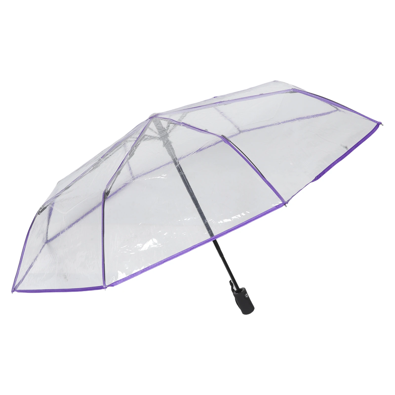 

Clear Travel Umbrella Automatic Open Close Transparent Foldable Compact Threefold Windproof Rainproof Umbrella for Women Men
