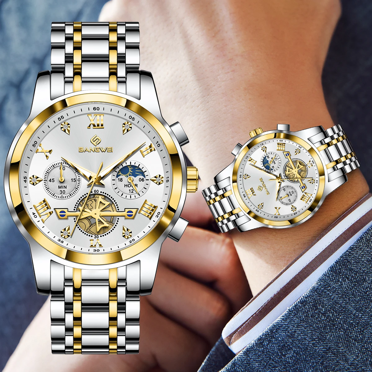 BANGWEI 2026 HOURS FOR MEN, QUARTZ'S HOUR OF BUSINESS, LIGHT WITH THE MOONLIGHT INDEX, MODERN MILITARY SPORTS HOURS FOR MEN