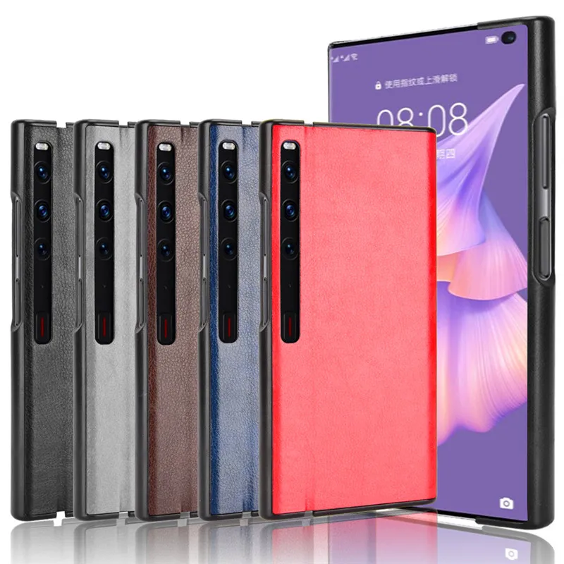 For Huawei Mate XS 2 Case PU Leather Grain Hard Cover Phone Case For Huawei Mate XS 2 XS2 MateXS2 4G Shockproof Cover Protector