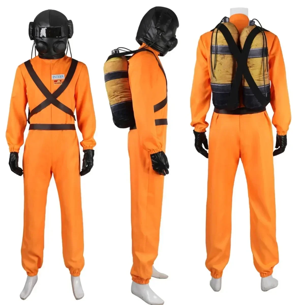 Game Lethal Company Staff Cosplay Costume Protective Jumpsuit Mask Belt Oxygen Tank Props Full Set and Individual Items Are Sold