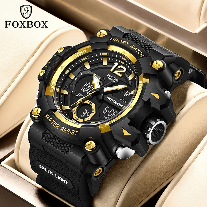 

FOXBOX Top Luxury Digital Watch Mens LIGE Fashion Men Sports Luminous Watch 50m Waterproof Military Wristwatch Male Reloj Hombre