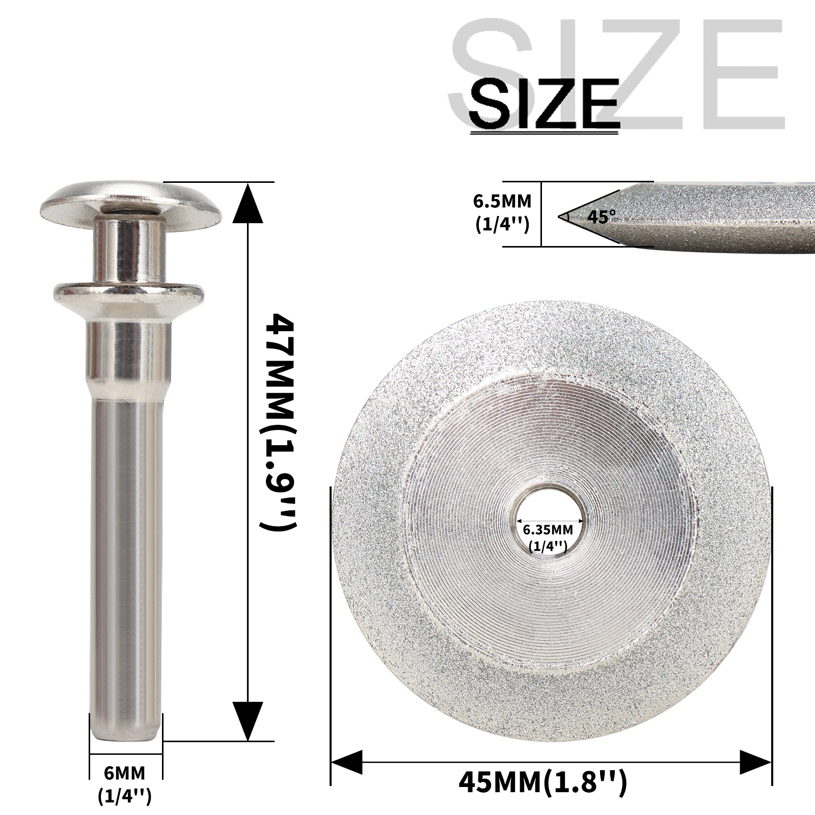 Diamond Grinding Wheel with 6mm Shank 45 Degree Grinding Wheel Tapered Emery-wheel for Electric Mill Sanding Tools