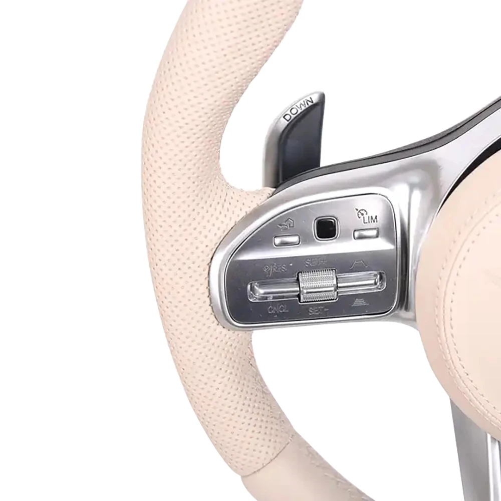 Beige leather steering wheel for Mercedes Benz AMG CLS G CLASS W217 W218 W219 W222 W253 W463 W464 Carbon Fiber Steering Wheel