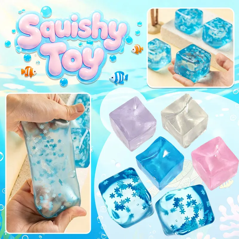 3/4.5/5.5CM Snowflake Ice Cube Squishy Toy Soft Slow Rise Squeeze Ball Stress Relieving Hand Exercise Calming Tool Birthday Gift