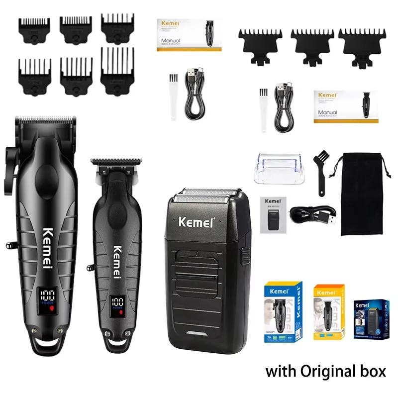 Kemei Hair Clipper Kit for Men, Electric Shaver, Hair Trimmer, Professional Cutting Machine, KM-2290, KM-2293, KM-1102 view 6