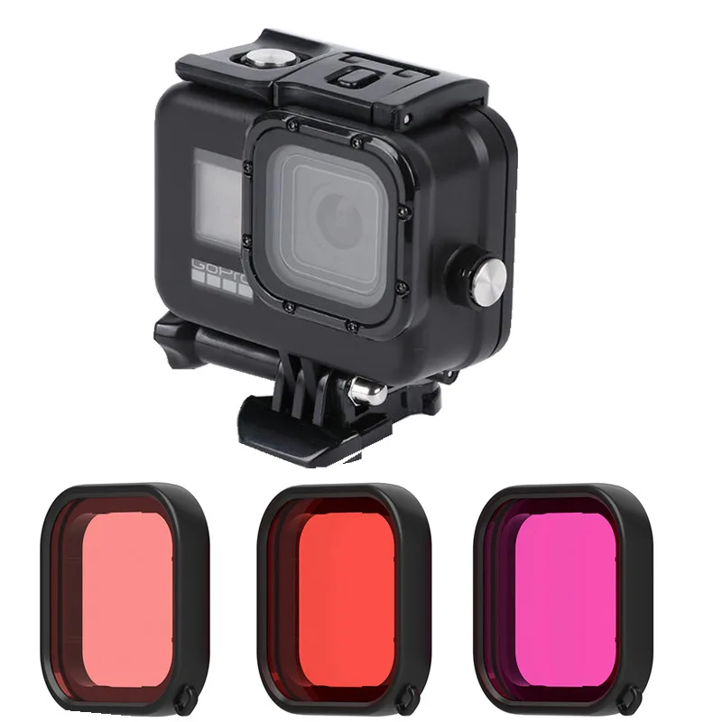 Underwater Diving Filter For Gopro 8 Black waterproof Case Housing Dive Filtors Red Pink For Go Pro Hero 8 Black New Accessories