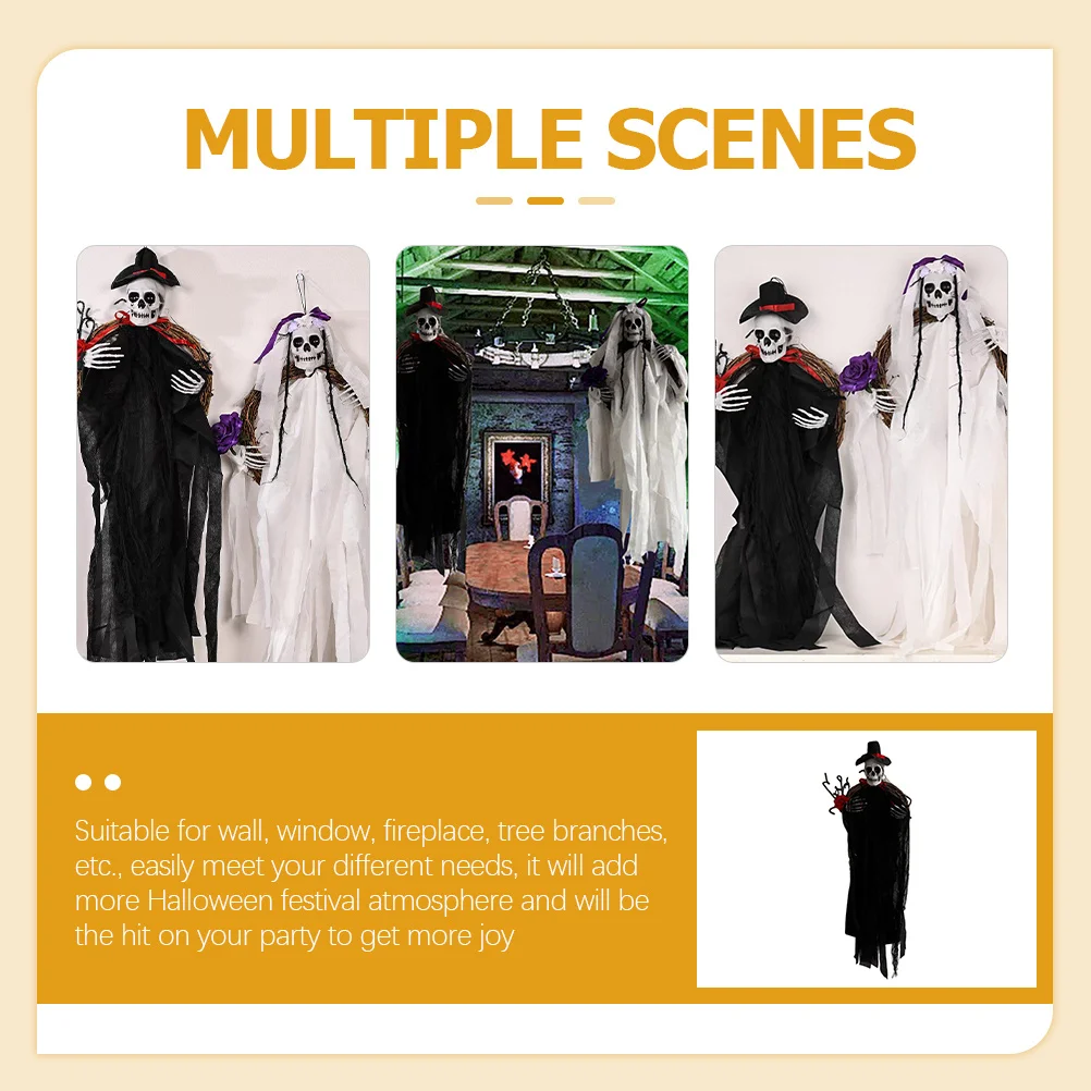 

Halloween Skull Ghost Wreath Hanging Decor for Front Door Wall Haunted House Halloween Party Supplies Skull Ghost Wreath