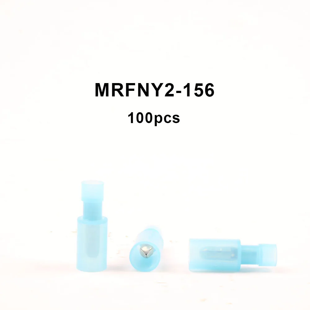 MRFNY0.5-0.75 Nylon brass Bullet Shaped Male Joint Wire Connector Electrical Crimp Terminal 100PCS AWG22-18 0.5-0.75mm2