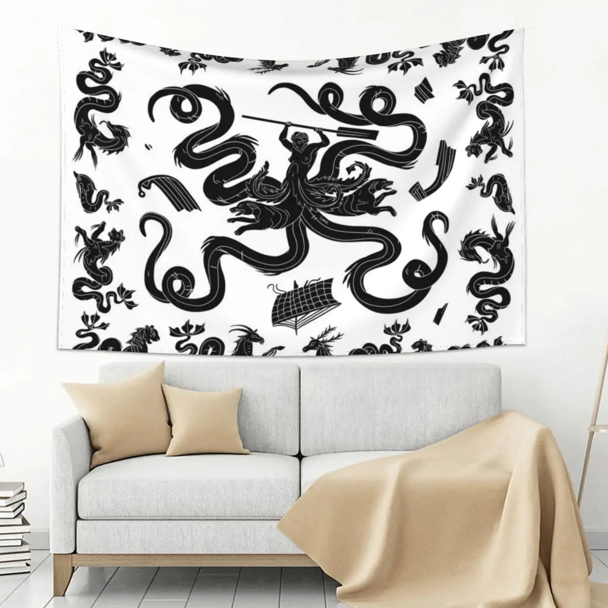 

Scylla mosaic Tapestry Decoration For Bedroom Room Decor Wall Decor Kawaii Room Decor Tapestry