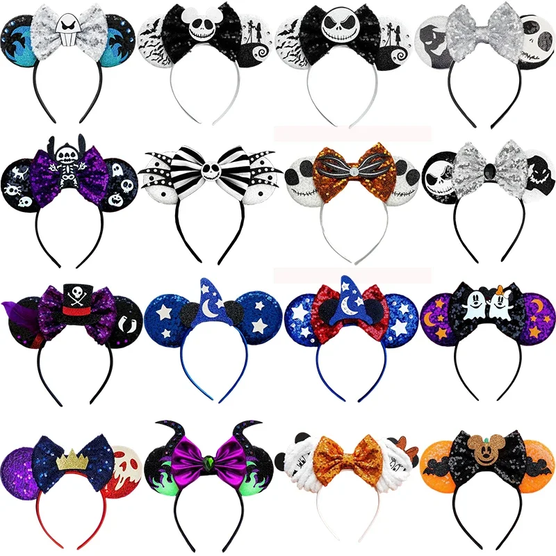 Disney Merry Halloween Hair Bands For Girls Ghost Bat Skeleton Ears Headband Women DIY All Saints' Day Hair Accessories Kid Gift