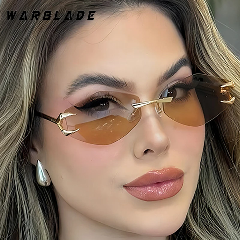 

Punk Luxury Y2K Rimless Polygonal Women's Sunglasses New Fashion Brand Men Sunglass Summer Traveling Party UV400 Lentes Mujer