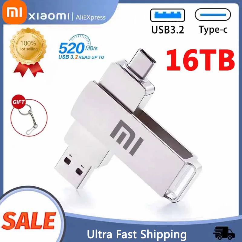 Xiaomi-Clé USB 16 To, USB 3.2, transfert ultra rapide, SSD en métal, étanche, mini clé U portable, mémoire