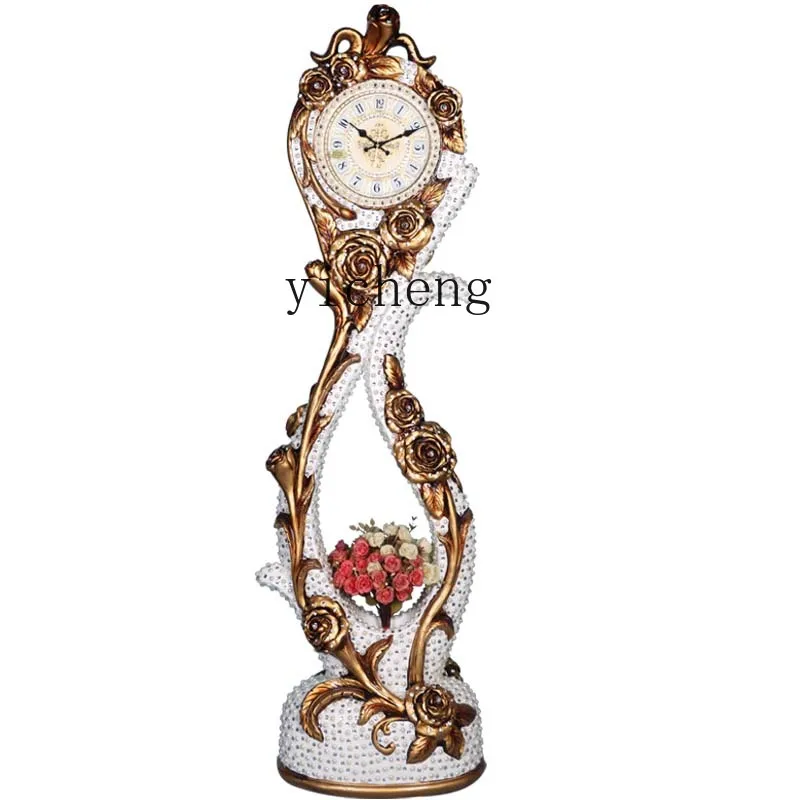 

ZK Clock Living Room Floor Standing Grandfather Clock Mute Creative and Classical Artistic Home Pastoral Vertical Bell