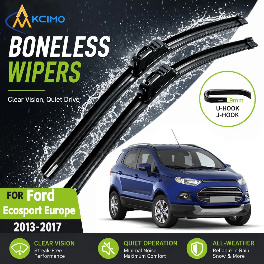 22"+16" U J Hook Windshield Wiper Blades Quiet Wipers For Ford Ecosport Europe 2013-2017 Front Window Replacement Blades