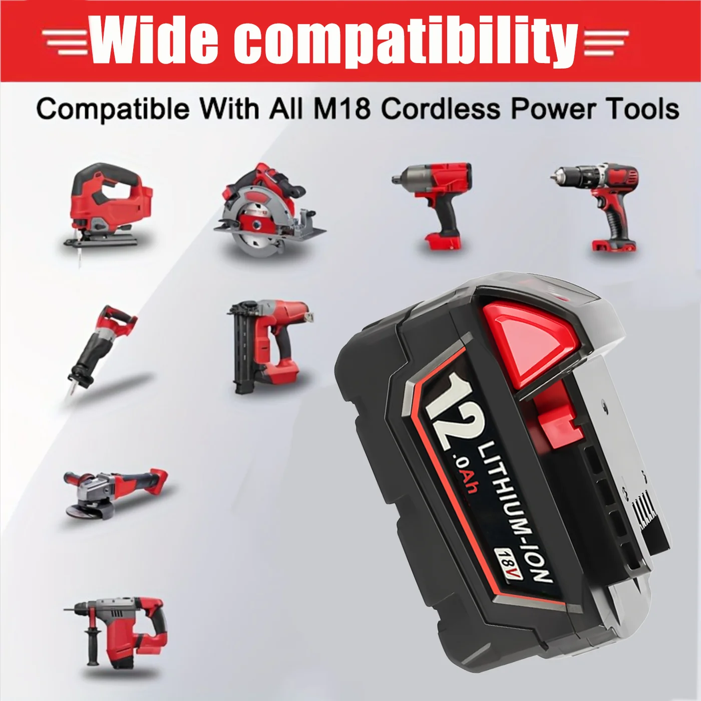 

For Mirwoki M18 6Ah replaces18V li-ion high-capacity battery, compatible with wireless tools such as 48-11-1860, 48-11-1850, etc