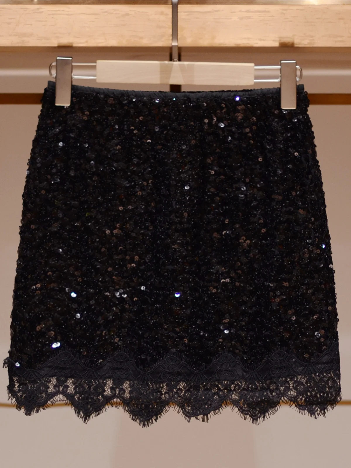 

Юбка Hebe Sle Little Bla Dr для женщин, с завышенной талией, с пайетками и кружевом, повседневная, А-силуэт