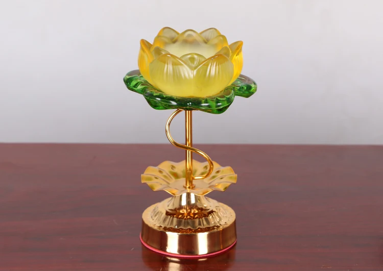 Wholesale Buddhist articles GOOD   HOME family Protection Talisman- A pair Colored Glaze Lotus lamp holder Holy water cup