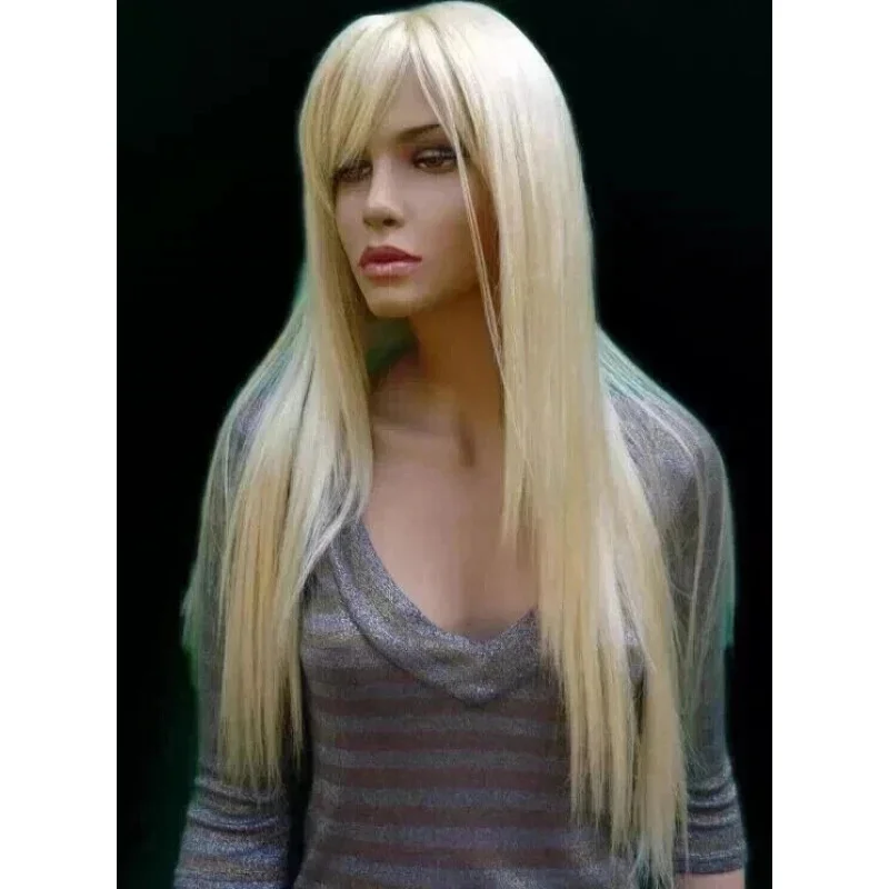 

24 Inch New Womens Long Natural Light Blond Straight Full Wig