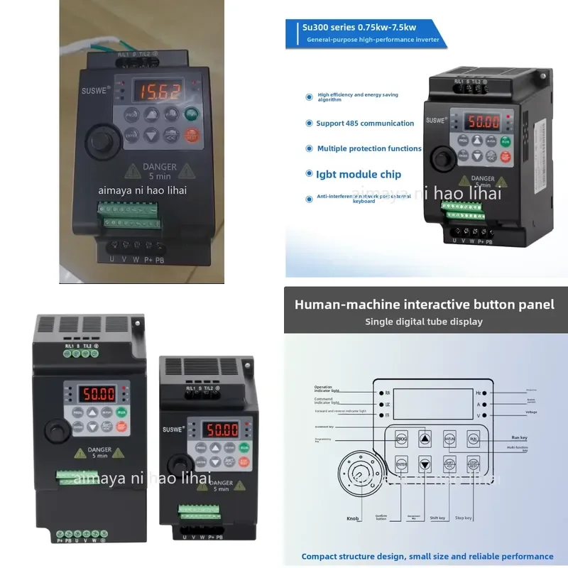 VFD Variable Frequency Drive Inverter 220V 380V Motor Speed Controller 0.75-5.5KW AC Drive Converter for Industrial Use