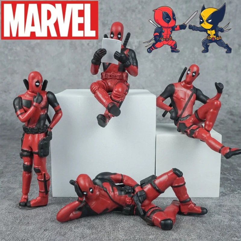 Marvel Anime Figure Deadpool PVC Doll Statue Cute Car Interior Accessories Room Desktop Ornament Kids Toys for Christmas Gifts