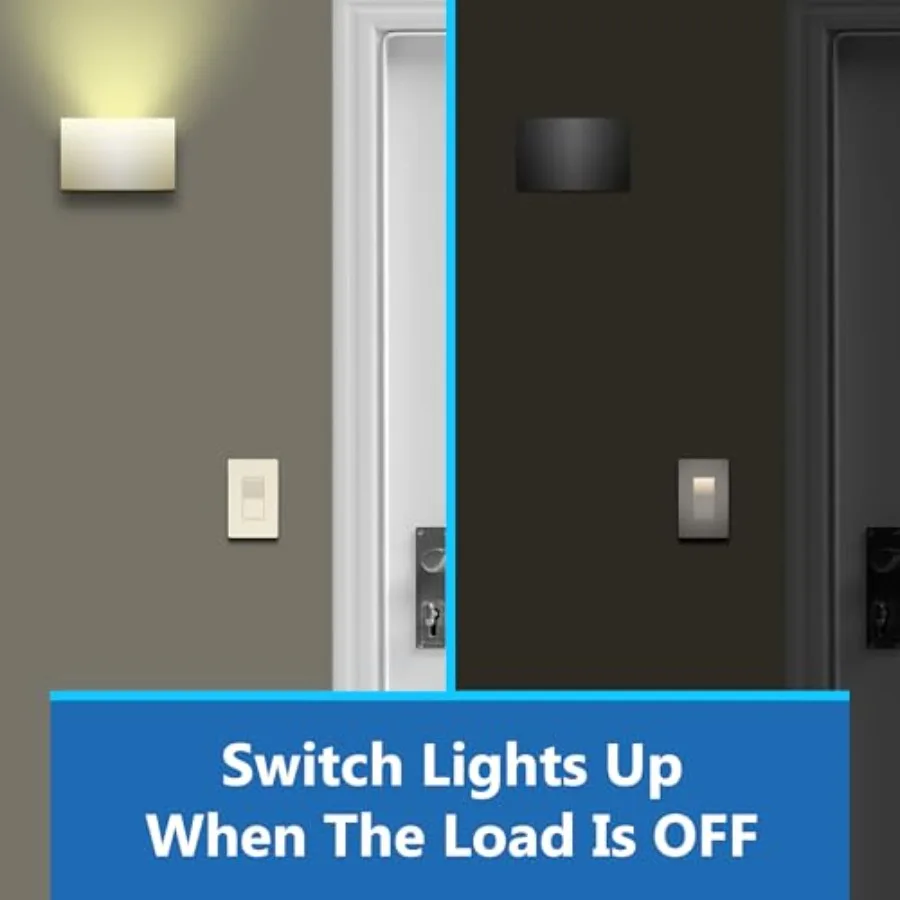 Decorator Switch with Lighted Paddle UL Listed Illuminated Paddle Switch Matte Finish Rocker Switch -Pole 3-Wire Residential/Co