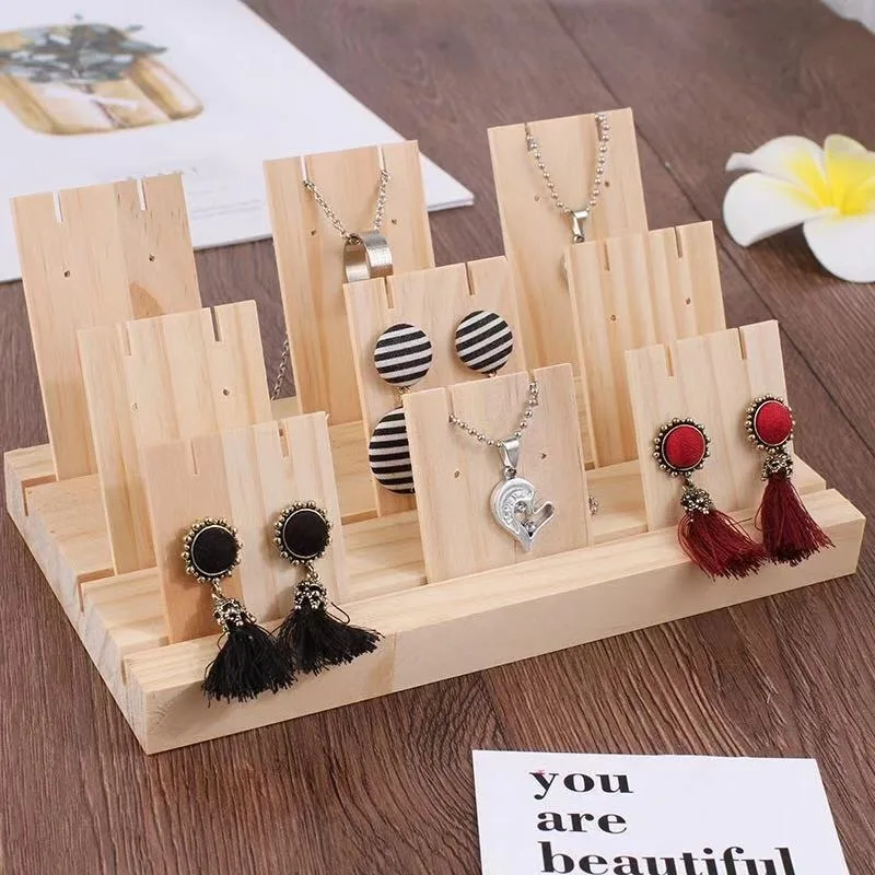

Wooden Earring Storage Rack Counter Earrings Display Stand Small Jewellery Organizer Shelf Wholesale Jewelry Showcase Holder