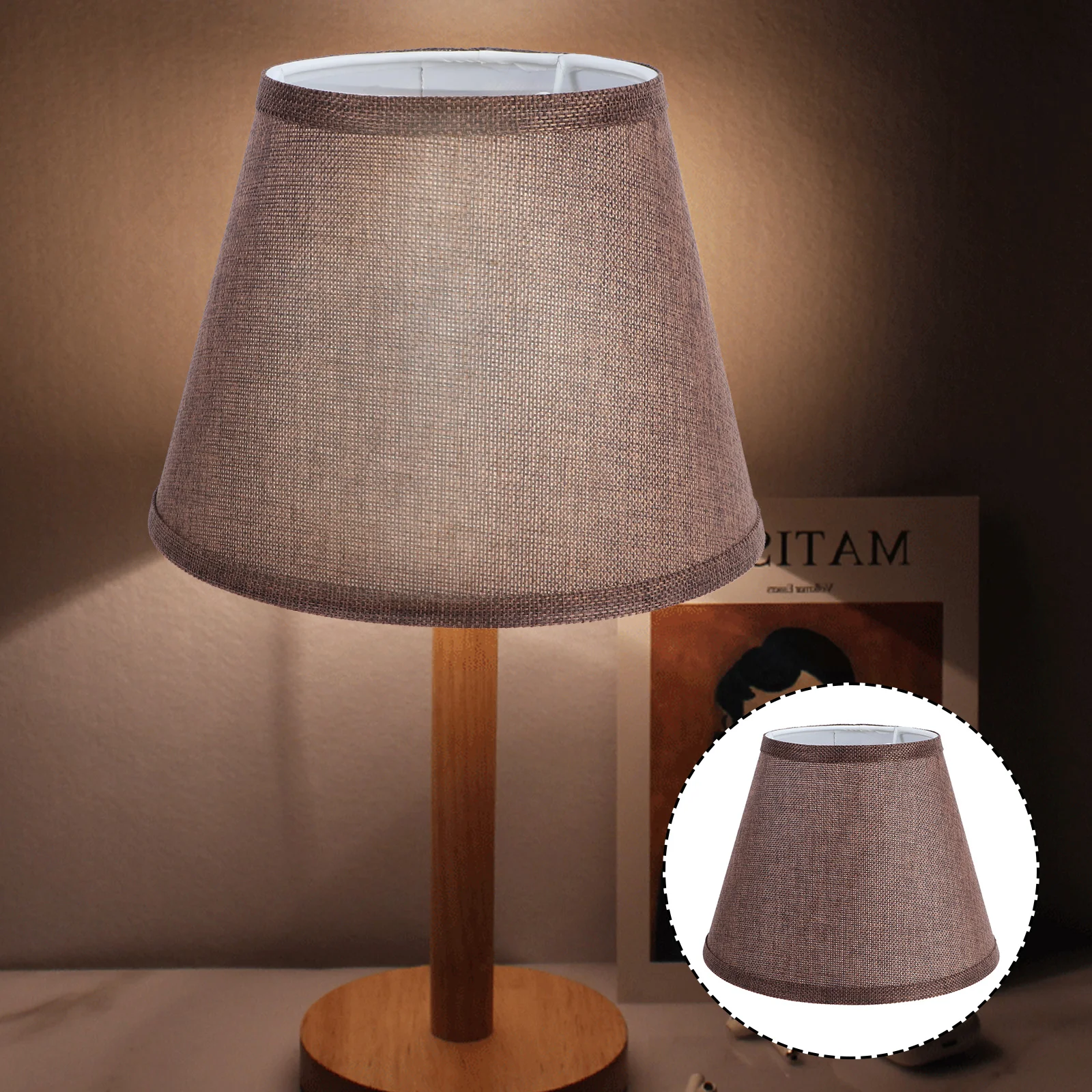 

Brown Lampshade Holder Linen Accessories E27 Fashion Lampshell Chandelier