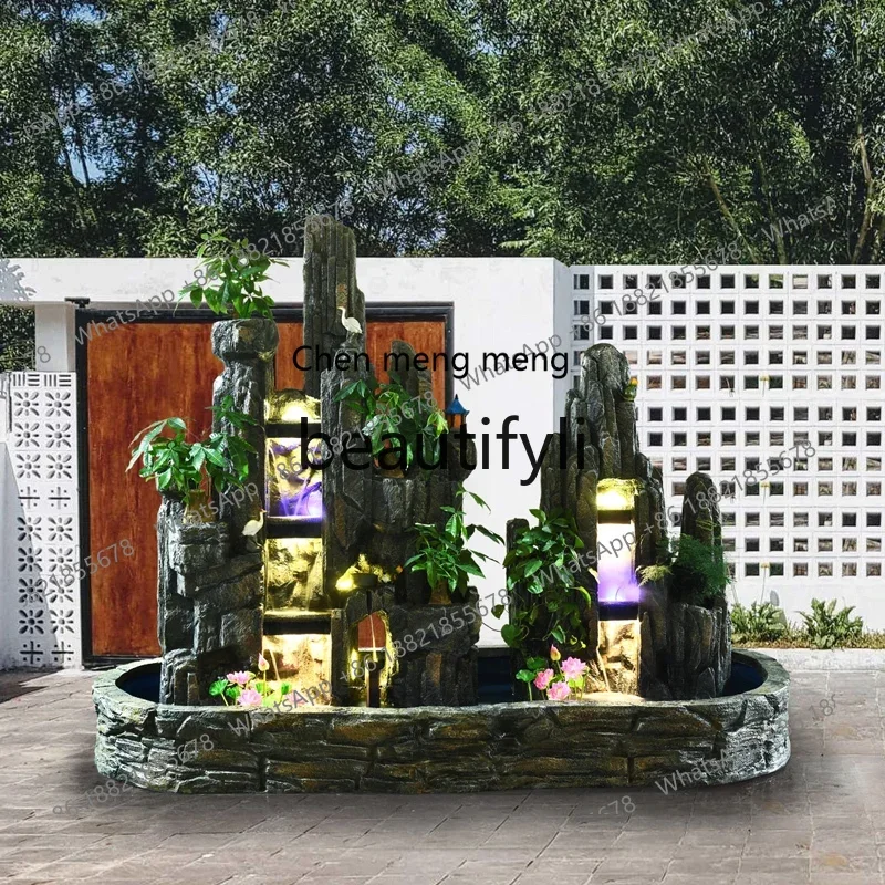 D178  Big rockery fountain, courtyard garden fish pond waterfall landscaping, living room ornament