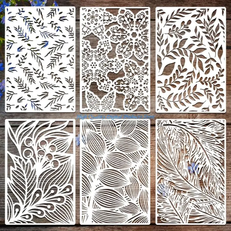 U2JE 6/12Pcs Geometric Floral Templates 12x8in PET Drawing Stencils for Art Painting