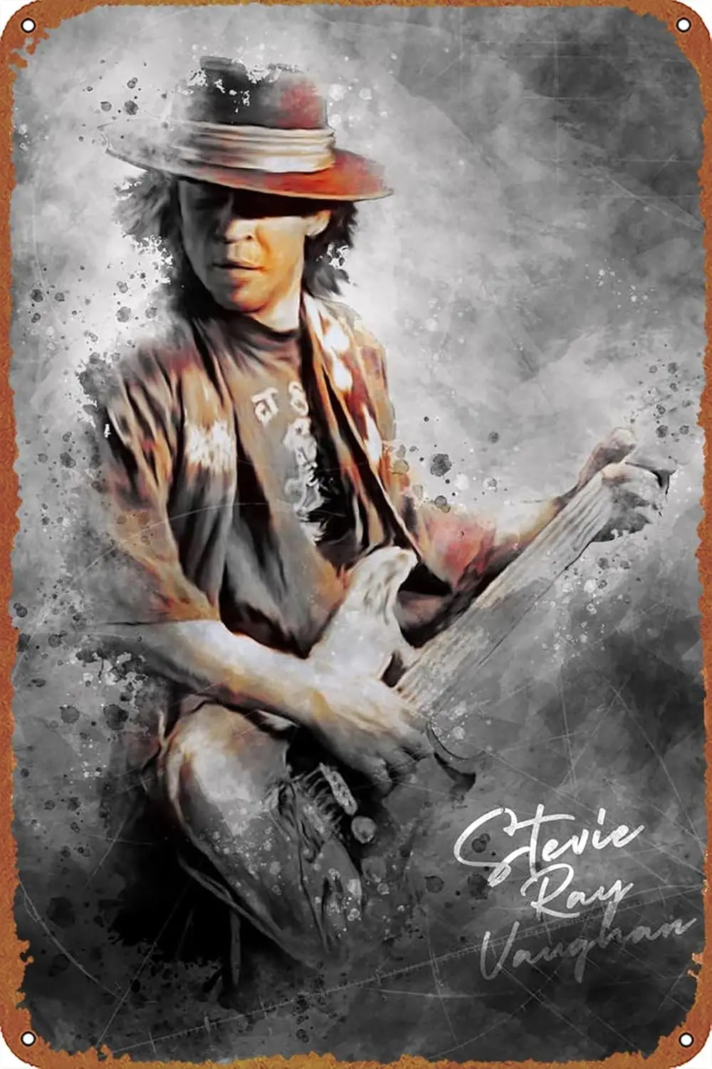 Stevie Ray Vaughan Music Poster Metal Tin Sign Retro Wall Signs for Home Cafe Bar Pub Wall Decor 8x12 inch