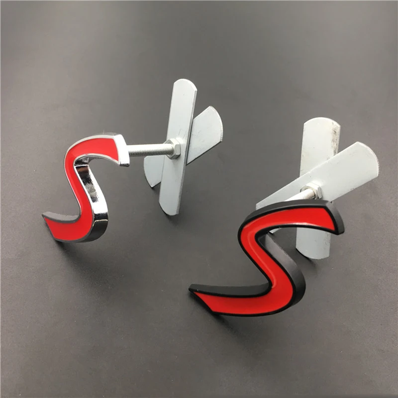 3D Metal Letters Car Front Grille Badge Sticker S Emblem Logo For Car S R56 R53 F56 R50 R52 R57 Accessories